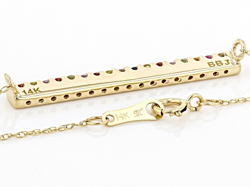 .26ctw Round Multi-Sapphire 14K Yellow Gold Bar Necklace - Size 18