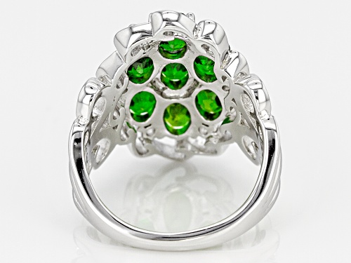 2.87ctw Oval Russian Chrome Diopside With .20ctw Round White Topaz Sterling Silver Ring - Size 5