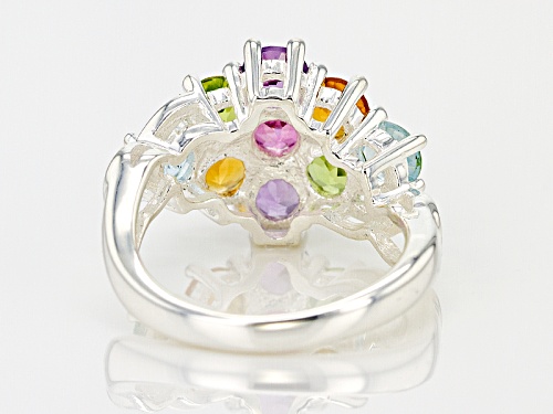 2.12ctw Amethyst, Citrine, Glacier Topaz™, Pink Topaz And Manchurian Peridot™ Silver Ring - Size 8