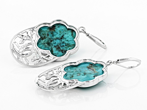 22mm Free-Form Turquoise Rhodium Over Sterling Silver Dangle Earrings
