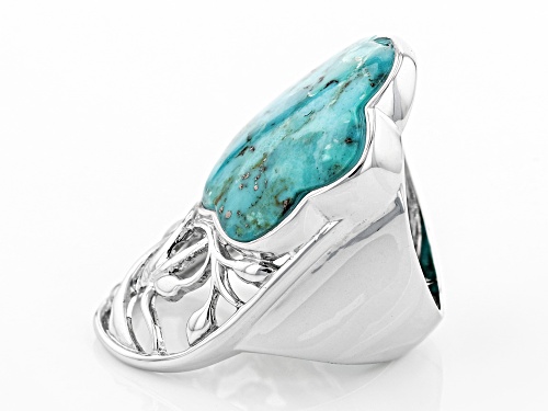 Free-Form Turquoise Rhodium Over Sterling Silver Ring - Size 5