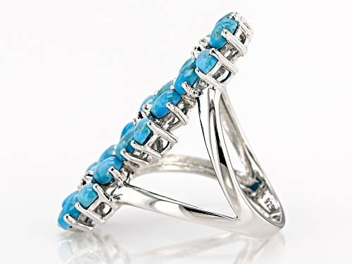 5x3mm Pear Shape Turquoise & .11ctw Smoky Quartz Rhodium Over Silver Flower Ring - Size 7