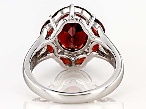 4.34ctw oval and marquise Vermelho Garnet™ rhodium over sterling silver ring - Size 9