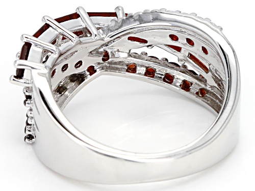 1.59ctw Vermelho Garnet™ with .20ctw white zircon rhodium over sterling silver crossover band ring - Size 7