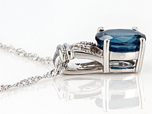 2.72ct Oval Teal Chromium Kyanite With .02ctw  Diamond Accents Rhodium Over Silver Slide W/Chain