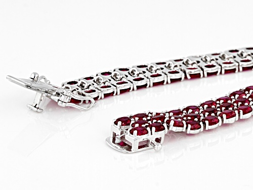 22.87ctw Lab Created Ruby Rhodium Over Sterling Silver Bracelet - Size 8