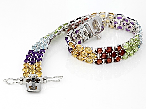 18.13ctw Multi Stone Rhodium Over Sterling Silver Bracelet - Size 8.25