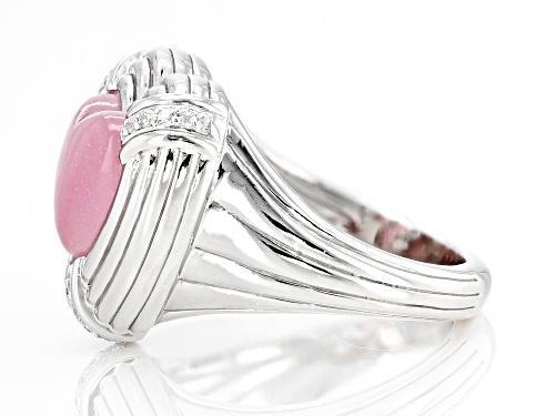 Judith Ripka Pink Jadeite & Bella Luce® Diamond Simulant Rhodium Over Sterling Silver Amour Ring - Size 9