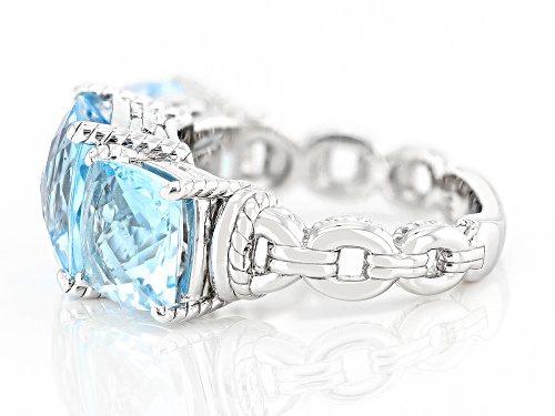 Judith Ripka Sky Blue Topaz Rhodium Over Sterling Silver Amelia Three Stone Ring - Size 10