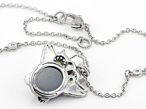 Judith Ripka Lab Blue Quartz, Chrome, Onyx, Hematine, & Bella Luce® Rhodium Over Silver Necklace - Size 18