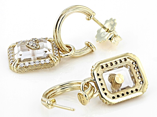 Judith Ripka Rock Crystal Quartz with Pave Bella Luce® Diamond Simulant 14k Gold Clad Amour Earrings
