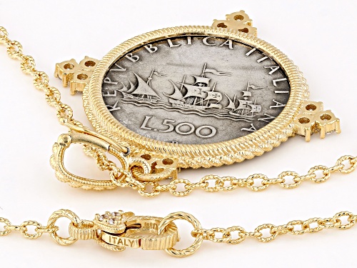 Judith Ripka 1.00ctw Bella Luce® 14k Gold Clad Verona Genuine Italian 500-Lira Silver Coin Enhancer