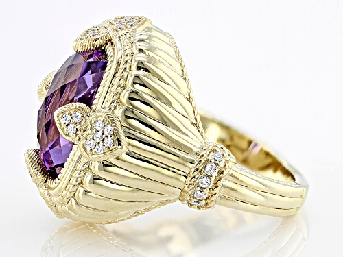 Judith Ripka 5.38ctw Amethyst and Bella Luce® Diamond Simulant 14k Gold Clad Amour Ring - Size 10