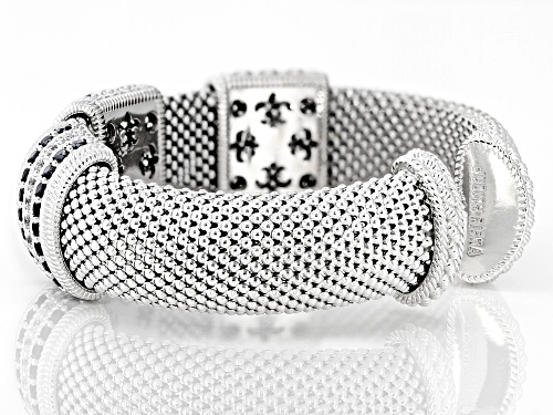 Judith Ripka  4.23ctw Black Spinel & Bella Luce® Rhodium Over Sterling Silver Verona Cuff Bracelet - Size 7.5