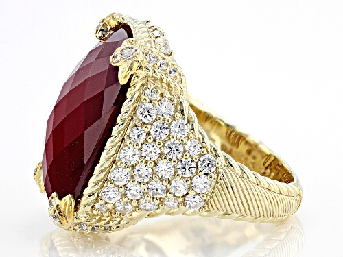 Judith Ripka Lab Created Ruby Doublet with 3.00ctw Bella Luce® 14k Gold Clad Monaco Ring - Size 10