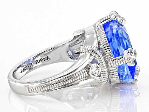 Judith Ripka 11.73ctw Lab Blue Quartz & Bella Luce® Rhodium Over Sterling Silver Olivia Ring - Size 9