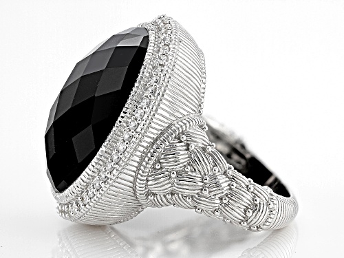 Judith Ripka Black Onyx & 0.71ctw Bella Luce® Diamond Simulant Rhodium Over Silver Aurora Ring - Size 9