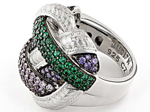 Judith Ripka 1.99ctw Multi-Gemstone Rhodium Over Sterling Silver Verona Challah Rainbow Ring - Size 7