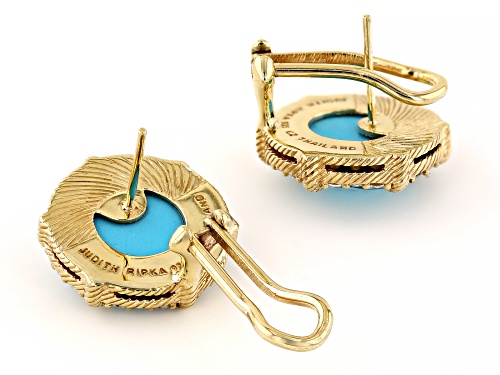 Judith Ripka 12mm Turquoise Simulant Doublet & 1.26ctw Bella Luce® 14k Gold Clad Eclipse Earrings