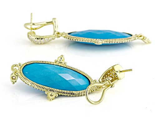 Judith Ripka 33x14mm Turquoise Simulant With 3.59ctw Bella Luce® 14k Gold Clad Arielle Earrings