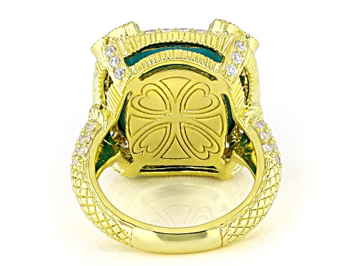 Judith Ripka 16x14mm Turquoise Simulant With 2.40ctw Bella Luce® 14k Gold Clad Monaco Ring - Size 10