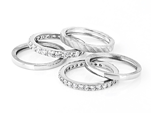Judith Ripka Haute Collection 4.00ctw Bella Luce® Rhodium Over Sterling Silver Stack Ring Set of 5 - Size 6
