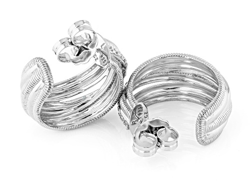 Judith Ripka 1.00ctw Bella Luce® Rhodium Over Sterling Silver Jubilee Highway Hoop Earrings