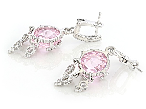 Judith Ripka 25.75ctw Pink & 2.29ctw White Bella Luce® Rhodium Over Sterling Silver Olivia Earrings