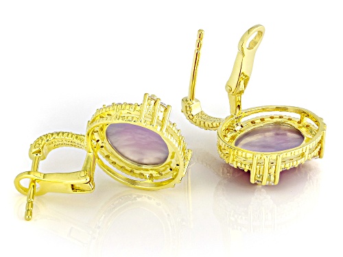Judith Ripka 8.46ctw Lab Created Ruby Doublet With 1.63ctw Bella Luce® 14k Gold Clad Monaco Earrings