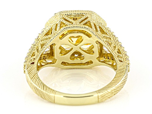 Judith Ripka 8.00ct Asscher Cut Canary & 2.50ctw Bella Luce® 14k Gold Clad Toujours Trillion Ring - Size 10