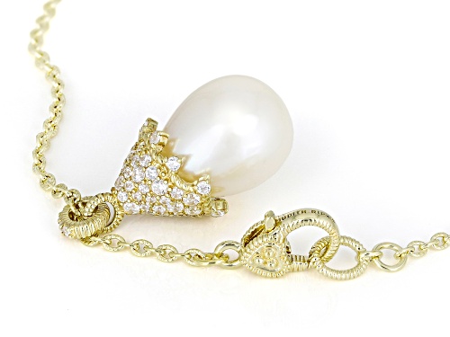 Judith Ripka Cultured Freshwater Pearl With 0.95ctw Bella Luce® 14k Gold Clad Colette Necklace