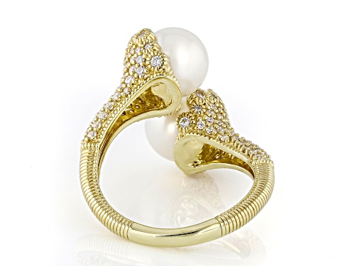 Judith Ripka Cultured Freshwater Pearl With 2.72ctw Bella Luce® 14k Gold Clad Colette Ring - Size 10