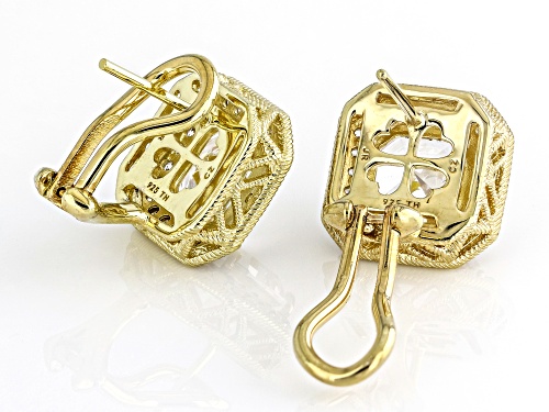 Judith Ripka Haute Collection 8.20ctw Asscher Cut Bella Luce® 14k Gold Clad Earrings