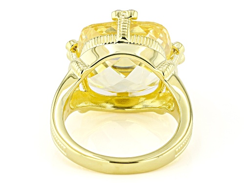 Judith Ripka 26.24ct Canary & 0.49ctw White Bella Luce® 14k Gold Clad Olivia Ring - Size 10