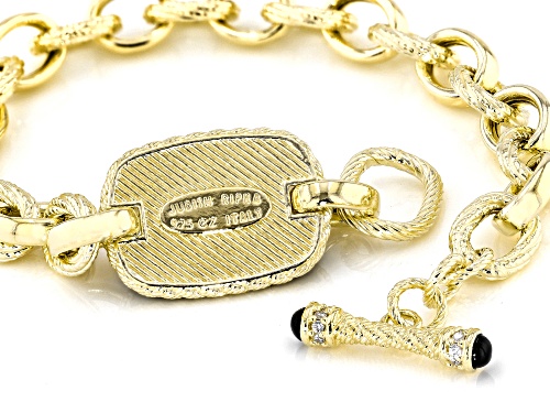 Judith Ripka Black Onyx With 0.16ctw Bella Luce® 14k Gold Clad Verona Loop & Toggle Bracelet - Size 8