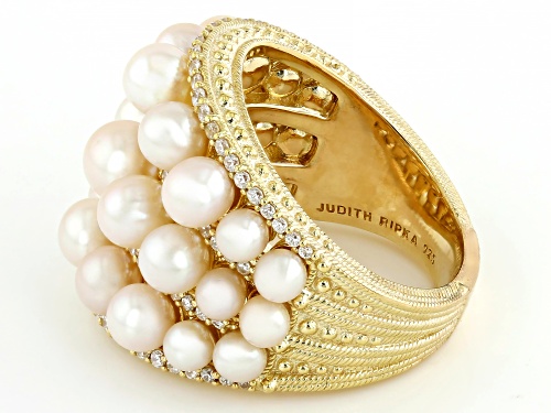 Judith Ripka Cultured Freshwater Pearl With 0.79ctw Bella Luce® 14k Gold Clad Colette Ring - Size 10