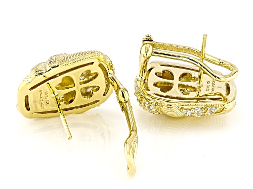 Judith Ripka Pave 1.64ctw Bella Luce® Diamond Simulant 14k Gold Clad Jubilee Shield Earrings