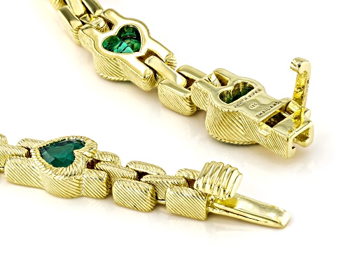 Judith Ripka 4.95ctw Heart Shape Emerald Simulant 14k Gold Clad Romance Bracelet - Size 8