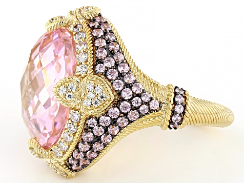Judith Ripka 20.55ctw Pink & 0.76ctw White Bella Luce® 14k Gold Clad Amour Ring - Size 9