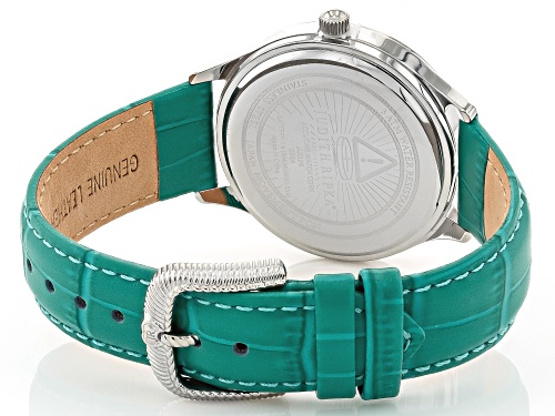 Judith Ripka Mother-Of-Pearl & 1.50ctw Bella Luce® Turquoise Color Leather Silver Tone Harper Watch