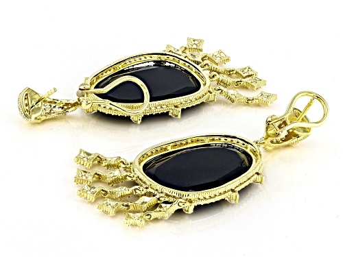 Judith Ripka 29x19mm Black Onyx With 7.22ctw Bella Luce® 14k Gold Clad Town & Country Earrings