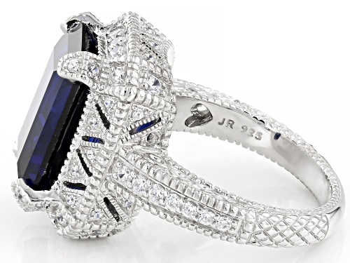 Judith Ripka 8.70ctw Lab Created Blue Sapphire & Bella Luce® Rhodium Over Silver Estate Ring - Size 11