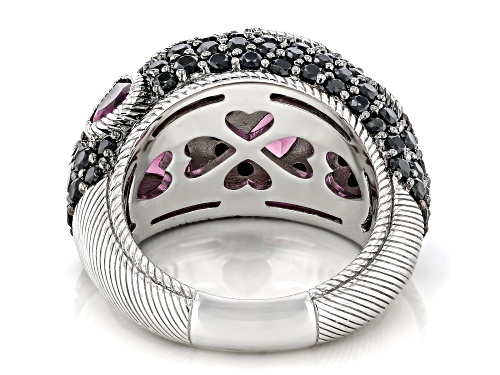 Judith Ripka 3.42ctw Rhodolite With 2.70ctw Black Spinel Rhodium Over Sterling Silver Aurora Ring - Size 6