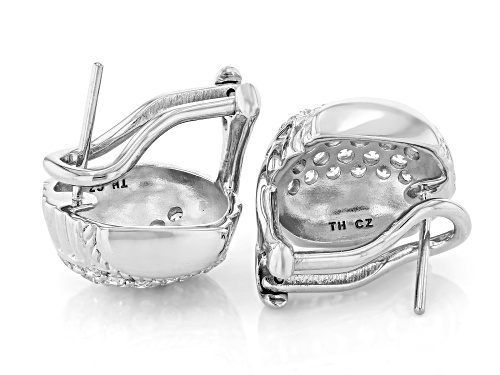 Judith Ripka 2.10ctw Bella Luce® Rhodium Over Sterling Silver Haute Pave Shield Earrings