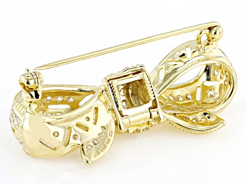 Judith Ripka 1.45ctw Round White Bella Luce® Diamond Simulant 14k Gold Clad Bow Brooch