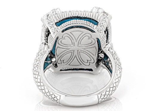 Judith Ripka Turquoise Simulant With 2.40ctw Bella Luce® Rhodium Over Sterling Silver Monaco Ring - Size 9