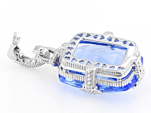 Judith Ripka 20.47ctw Lab Created Blue Quartz & Bella Luce® Rhodium Over Silver Fleur Epoch Enhancer