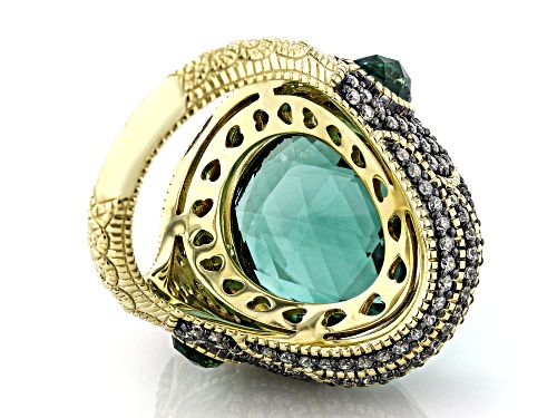 Judith Ripka 19.80ctw Lab Created Green Quartz & Bella Luce® 14k Gold Clad Marrakesh Ring - Size 6
