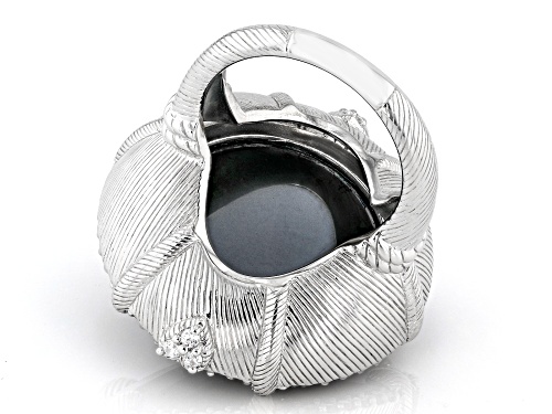 Judith Ripka Lab Blue Quartz & Hematine Doublet With Bella Luce® Rhodium Over Silver Eclipse Ring - Size 10