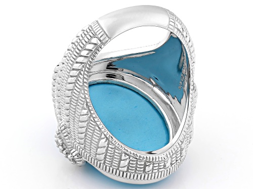 Judith Ripka Turquoise Simulant Doublet Rhodium Over Sterling Silver Ring - Size 9